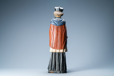 A polychromed wooden figure of Saint John of Nepomuk, probably Germany, 17/18th C.