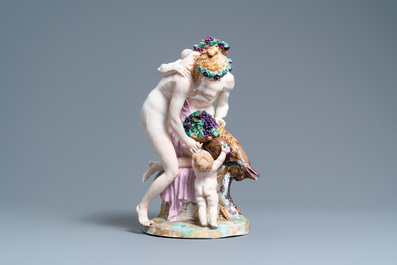 Un grand groupe en porcelaine dans le style de Meissen repr&eacute;sentant Bacchus, fin du 19&egrave;me