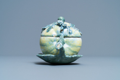 A polychrome Dutch Delft 'apple' tureen and cover, 18th C.