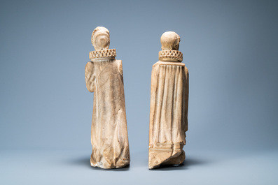 A pair of marble figures of the praying Albert VII, Archduke of Austria and his wife Isabella, probably Flanders, 17th C.