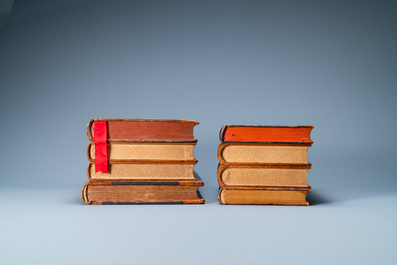 Four trompe-l'oeil storage boxes made from old book covers, France, 20th C.
