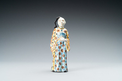 A polychrome Dutch Delft figure of a Chinaman, ca. 1800