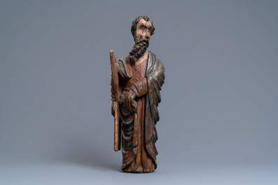 Une statue de Saint Andr&eacute; en ch&ecirc;ne sculpt&eacute; et polychrom&eacute;, Normandie, fin du 15&egrave;me