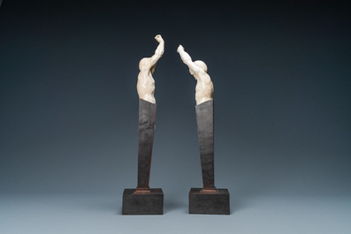 Une paire de bustes d&rsquo;hommes en ivoire sculpt&eacute;, Allemagne du Nord ou Italie, 17&egrave;me