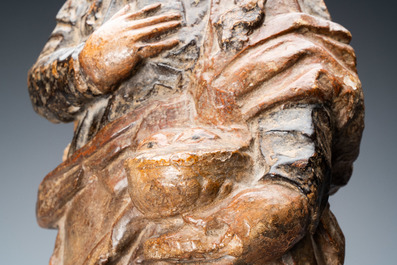 Une statue de Sainte Lucie en pierre polychrom&eacute;e, France, 1&egrave;re moiti&eacute; du 16&egrave;me