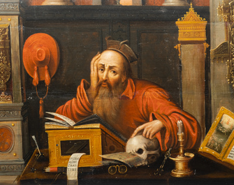 Flemish school, follower of Joos van Cleve (ca. 1485-1540), oil on panel, 16/17th C.: Hieronymus in his study