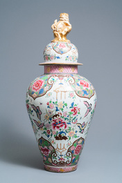 A large famille rose-style vase and cover, Samson, France, 19th C.