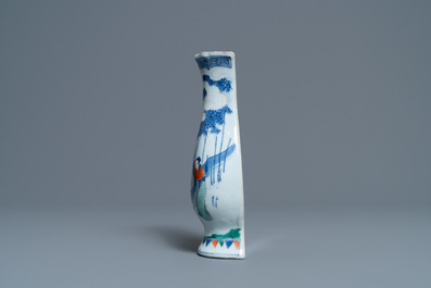 A Chinese wucai wall pocket vase, Transitional period