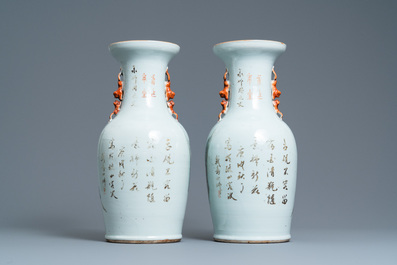 Een paar Chinese qianjiang cai vazen, 19/20e eeuw