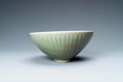 A fine Chinese Longquan celadon 'lotus' bowl, Yuan/Ming