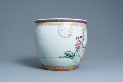 Two Chinese famille rose vases and a fish bowl, Republic