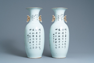 A pair of Chinese famille rose vases, 19/20th C.