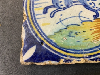 Nine polychrome maiolica medallion tiles, Antwerp or Middelburg, 2nd half 16th C.