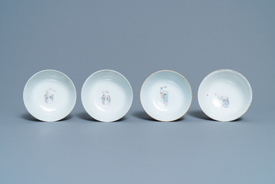 Quatre bols en porcelaine de Chine famille rose, 19&egrave;me
