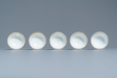 A Chinese famille rose 20-piece tea service with crowned monograms for the European market, Qianlong