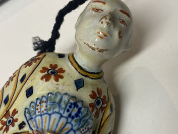 A polychrome Dutch Delft figure of a Chinaman, ca. 1800