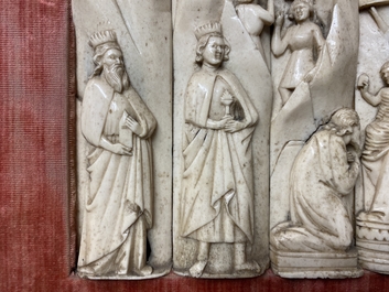 Quatre panneaux en os sculpt&eacute;, atelier d'Embriachi, Italie, 15&egrave;me