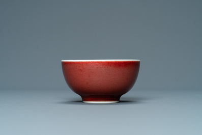 A Chinese monochrome copper-red-glazed wine cup, Yongzheng mark, 19/20th C.