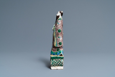 A Chinese verte biscuit figure of Zhongli Quan, Kangxi