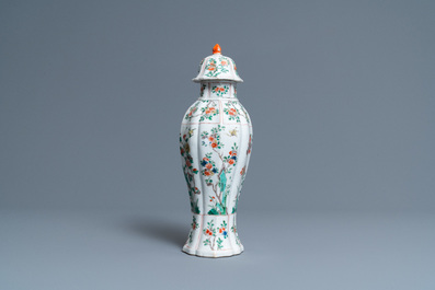 A Chinese famille verte vase and cover, Kangxi