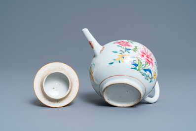 A Chinese famille rose teapot and cover, Yongzheng/Qianlong