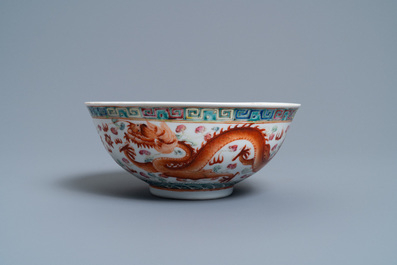 A Chinese famille rose 'dragon and phoenix' bowl, Guangxu mark and of the period