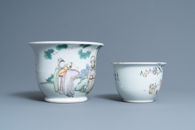 Two Chinese qianjiang cai jardini&egrave;res, 19/20th C.