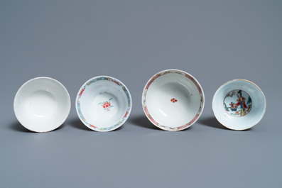 Six soucoupes et quatre tasses en porcelaine de Chine, Yongzheng et apr&egrave;s