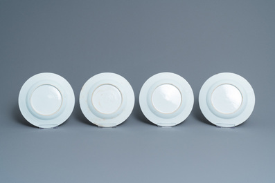 Huit plats, un sous-plat et trois bo&icirc;tes couvertes en porcelaine de Chine en bleu et blanc, Yongzheng et apr&egrave;s
