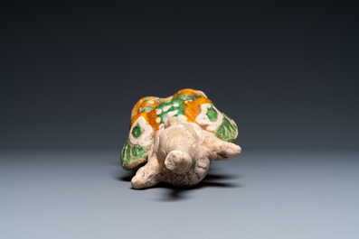 A Chinese sancai-glazed pottery 'earth spirit' figure, Tang