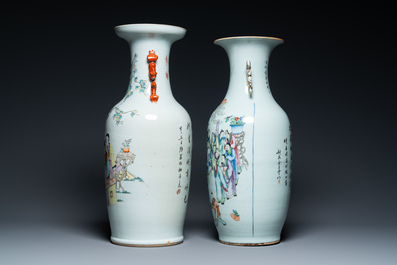 Deux vases en porcelaine de Chine qianjiang cai, 19/20&egrave;me