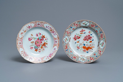 Quatre assiettes en porcelaine de Chine famille rose, Yongzheng/Qianlong