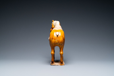 A Chinese amber- and cream-glazed pottery model of a horse, Tang