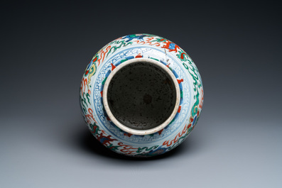 A Chinese wucai 'dragon' vase, Transitional period