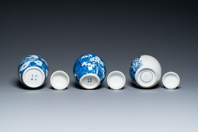 Fourteen Chinese blue and white vases, 18/20th C.