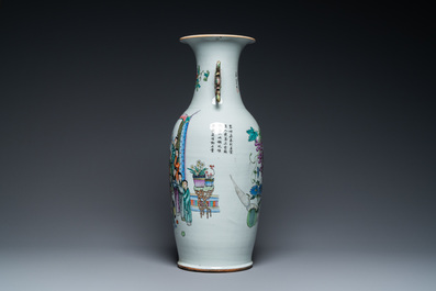 A Chinese qianjiang cai vase with two-sided design, 19/20th C.