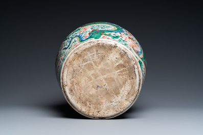 A Chinese wucai 'dragon' vase, Transitional period