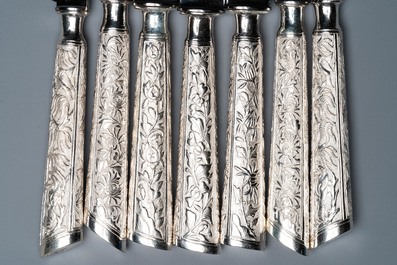 Twenty-five Chinese silver knives , 19/20th C.