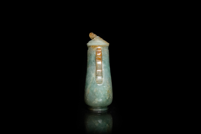 A small Chinese jadeite vase and cover, 19th C.