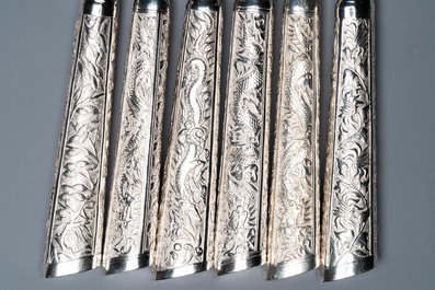 Twenty-five Chinese silver knives , 19/20th C.