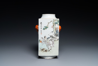 A Chinese qianjiang cai 'cong' vase, 19th C.