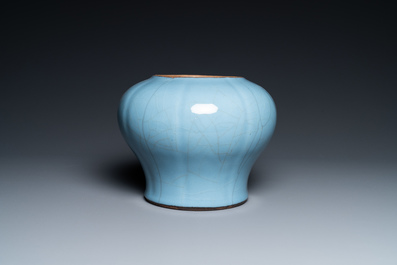 A Chinese monochrome lavender-blue vase, Qianlong