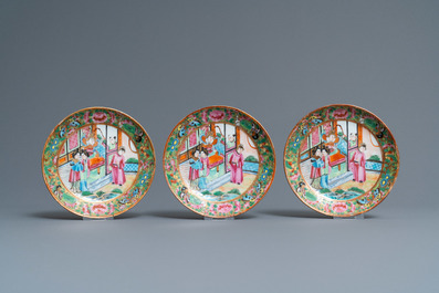 A Chinese Canton famille rose 18-piece tea service, 19th C.