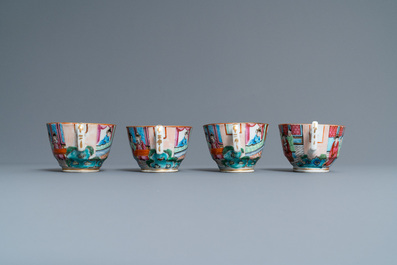 A Chinese Canton famille rose 18-piece tea service, 19th C.