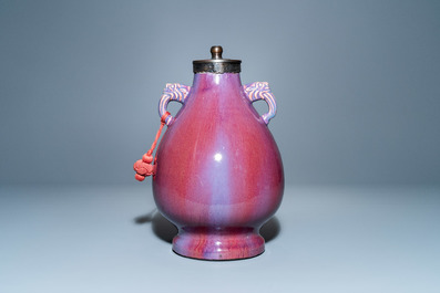 A Chinese lamp-mounted flamb&eacute;-glazed vase, Qianlong