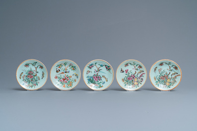 Dix coupes en porcelaine de Chine famille rose &agrave; fond c&eacute;ladon, Canton, 19&egrave;me