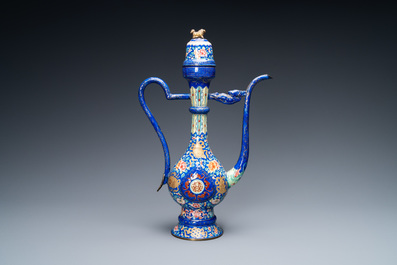 A large Chinese Canton enamel ewer and cover for the Vietnamese market, 19th C.