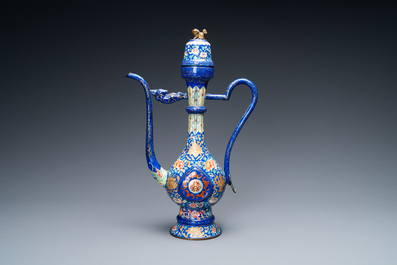 A large Chinese Canton enamel ewer and cover for the Vietnamese market, 19th C.