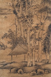 Dai Xi (1801-1860), inkt op papier: 'Bosrijk landschap'