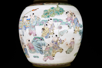 A Chinese famille rose 'playing boys' lantern on stand, Republic